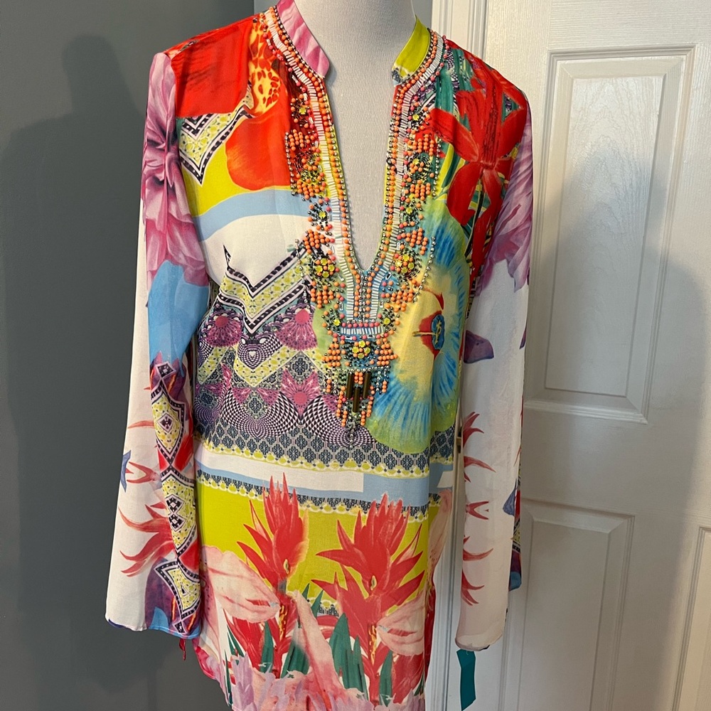 Sheer fabric tunic